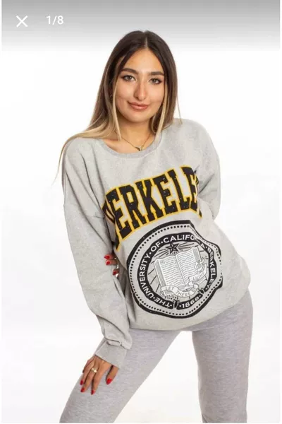 سويتشيرت رمادي بطبعة بيركلي