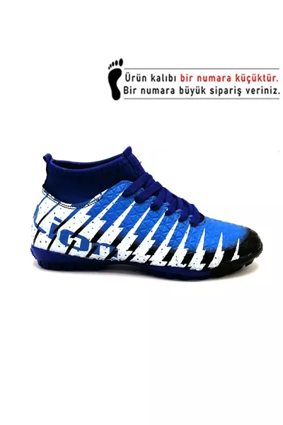 حذاء كرة القدم للرجال باللون الأسود على شكل جوارب مع كعب أزرق 