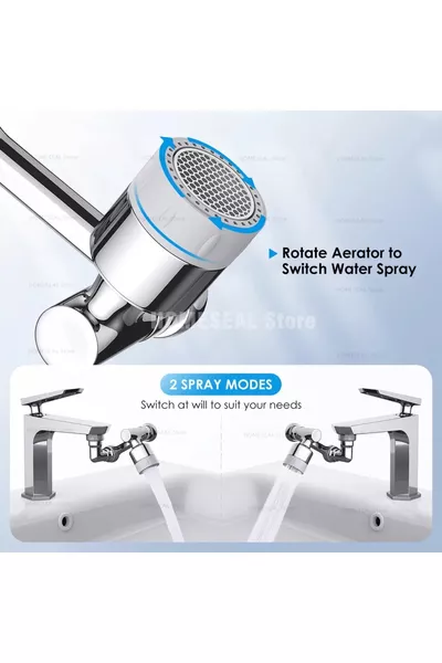 Embout de robinet robotique à 2 fonctions pivotant à  degrés | Robinet multifonction robotique à jet