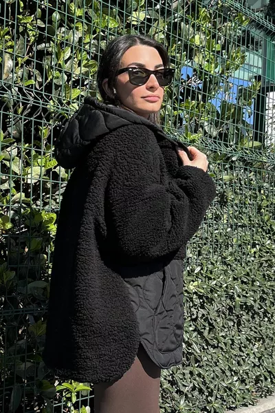 Черная свободная куртка с плюшевой подкладкой