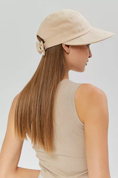 Chapeau de Plage Beige pour Femme avec Large Visière – Détails en Ruban, Protection Solaire