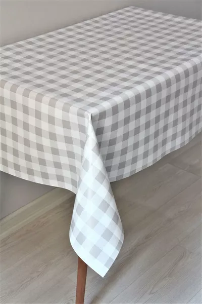 Салфетка из ПВХ с волокнистой структурой для стола - серая в клетку - -5грисераяклетка