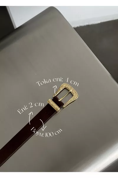 حزام سويدي بني قاتم بط buckle بقرصي بطول  سم