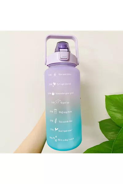 Bouteille d'eau motivante avec paille et autocollant, gourde ml (2L), SANS BPA, salle de sport