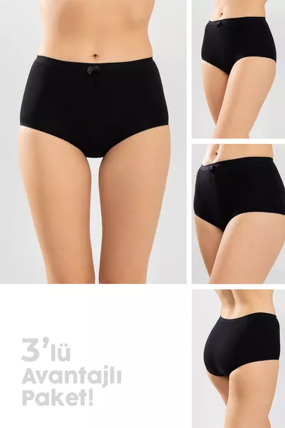 Dames klassieke pasvorm katoenen effen slip in bootcut, 3-pack zwart