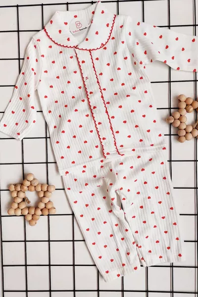 Heart-Print Snap-Front Baby Pajama Set 0-6