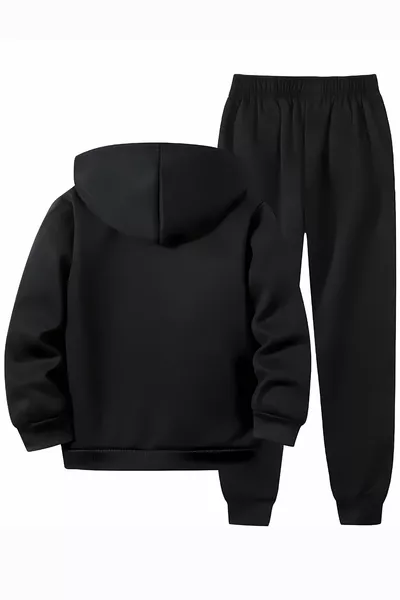 Boys' Football Character Printed Zipped Sweatshirt and Pants Set