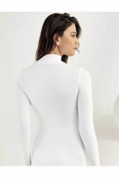 Long Sleeve Half Turtleneck Viscose Stretch Bodysuit