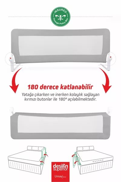 Barrière de lit  cm, Protection de lit, Garde de sécurité