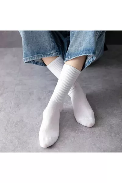 Chaussettes unisexes blanches collège unies 6 pièces