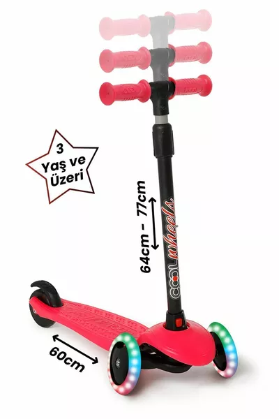3 ألعاب - سكوتر وردي بإضاءة وتنين - سكوتر بإضاءة LED - من عمر 3 سنوات فأكثر