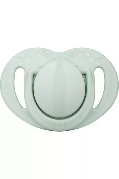 حلمات رضاعة مع علبة تخزين، باللون الأخضر البودري ونقشة، للأطفال حتى 6 أشهر، عبوتان