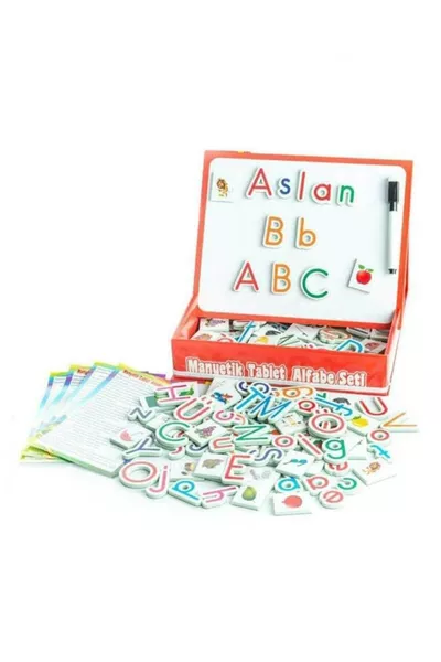 Магнитен комплект с азбука за писане и изтриване, дъска и магнитни букви и форми