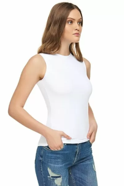 Дамски еластичен потник-боди с еднослойна дамска тениска с кръгло деколте без ръкави Dilay Tutku 