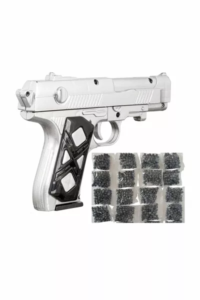 Altın Gümüş Renk  Cm. Boncuk Atan Tabanca Ve  Paket  Adet Gold Boncuklu