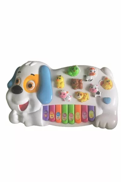 بيانو موسيقي لتعليم الأطفال باللغة التركية على شكل كلب وحيوانات المزرعة