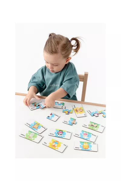 Carte di Abbinamento in Legno Montessori / 1+ Anni / Set di Gioco Educativo, Istruttivo e Sicuro per Bambini