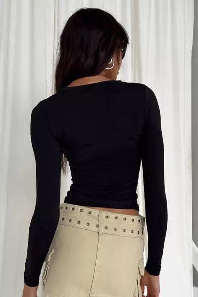 Body Basic a Maniche Lunghe con Scollo a Girocollo