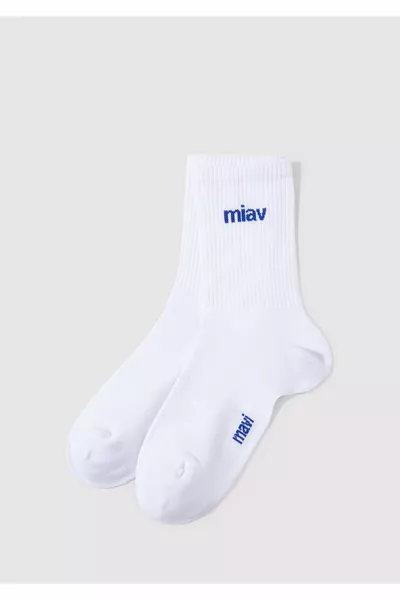 Miav Printed White Ankle Socks 