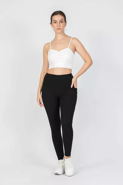 المرأة الأسود سروال قصير الشتاء عالية الخصر المعصم طول طماق الحرارية  "