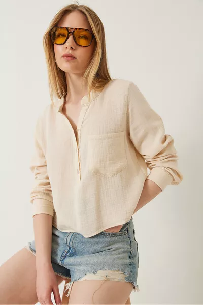 Women's Judge Collar Premium Muslin Shirt Blouse  