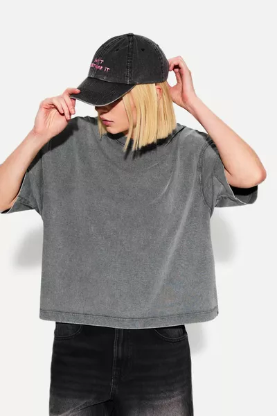 Kısa kollu ağır pamuklu boxy fit t-shirt