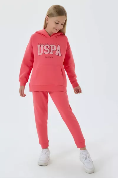 US Polo Assn Girls Pink Tracksuit