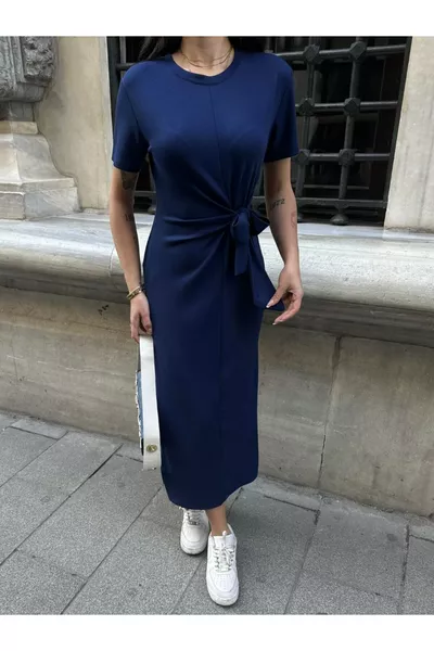 فستان نسائي من القماش المودال مربوط من الجنب