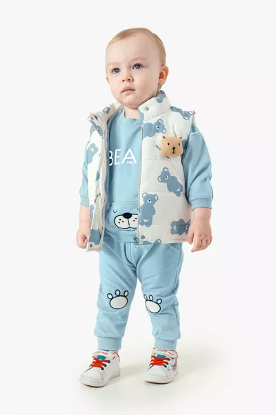 Baby Boy Teddy Bear Accessory Inflatable Vest Tracksuit Two-String 3-Piece Set 