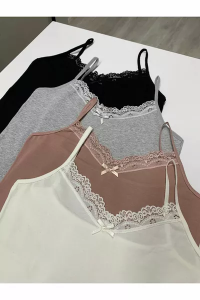 Kanten jersey met elastaan 4-delige tanktop