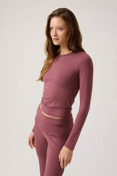 x Melodi Bordeaux Lange Mouwen Korte Blouse Lange Getailleerde Pasvorm