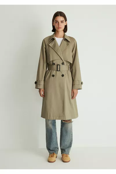 معطف ترنش كاكي 