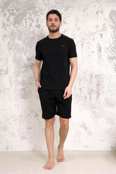 طقم شورت قطني Ds Damat Maschio باللون الأسود