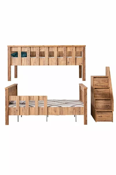 МДФ профил двойно легло, Делукс разделяемо легло - Орех + 2 броя комфорт матрак