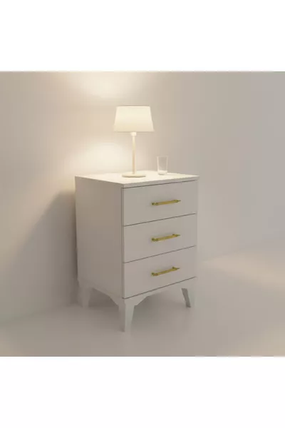 Table de chevet blanche à 3 tiroirs