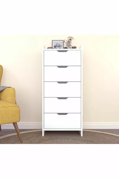 LODOS 5 Schubladen weißer Schrank