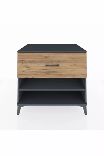 Kronos Dresser Single Shelf Single Drawer Anthracite-Pine