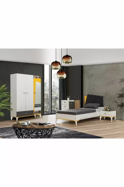 Giallo Jongenskamer - 3-Deurs Kast, Bed, Nachtkastje, Ladekast