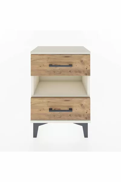 Arge Comodino con Una Mensola e 2 Cassetti Agata-Pino