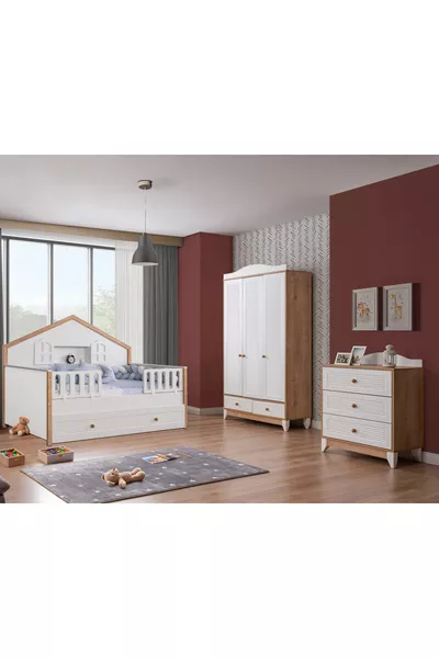 Сидни Монтесори Бебешка и Детска Стая / Включва Легло и Комплект за Сън от 7 Части