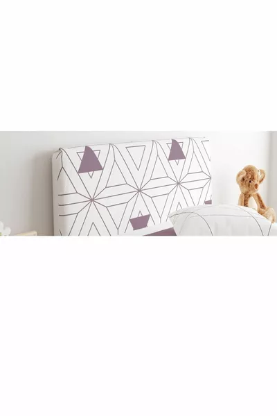 Капак за основа на легло Младежка стая Пудра розови геометрични модели