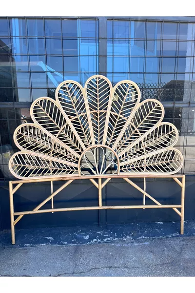 Tête de lit en bambou rotin tressé - Fait main Couleur naturelle Double cm