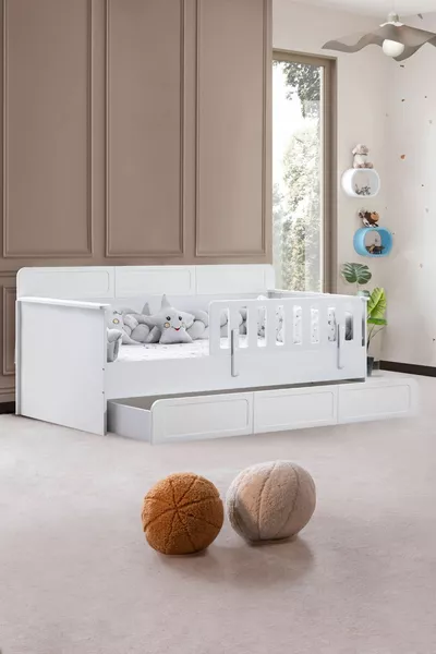 Mira Kids Room Set, Mira Bunk Bed with Storage, Berlin 3-Door Wardrobe - White