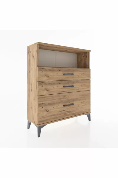 Arges Dresser Single Shelf 3-Drawer Pine-Pine