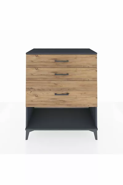 خزانة أدراج هيفريون بثلاثة أدراج - أنثراسيت وصنوبر