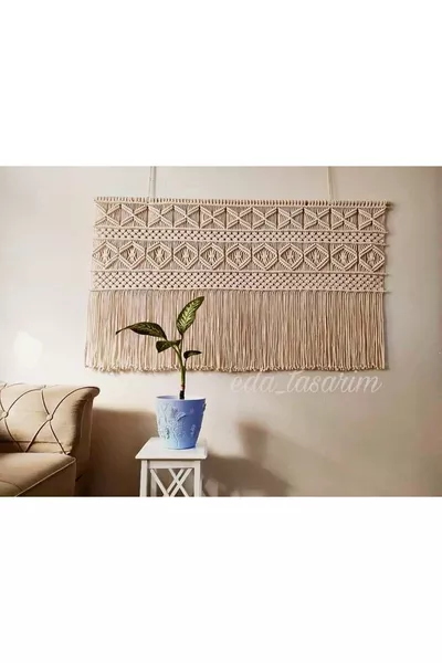 Makrome Yatak Başlığı Duvar Dekoru Duvar Süsü cm