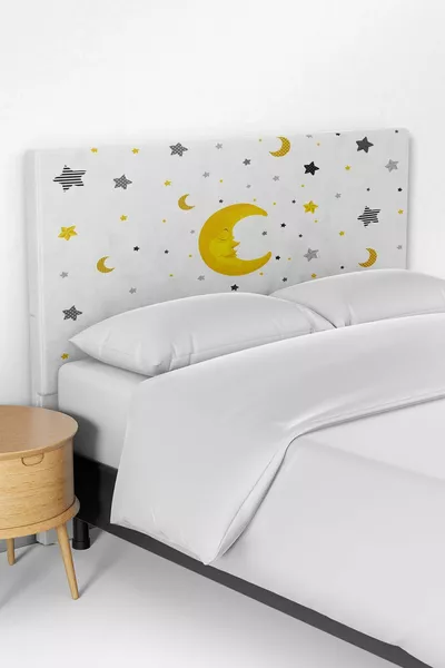 Crescent Star Pattern Children's Room Bed Base Headboard Cover