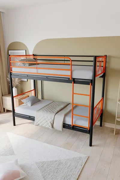 Двухъярусная кровать Mix Premium Metal, совместимая с матрасом, оранжевая, разборная