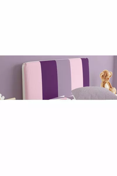 Bed Base Headboard Cover Youth Room Purple and Pink Tones Geometric Patterns