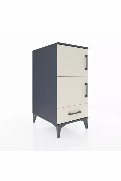 خزانة جانبية كرونوس مع رفوف 4 ودرج واحد وباب واحد، أنثراسيت - حجر رملي